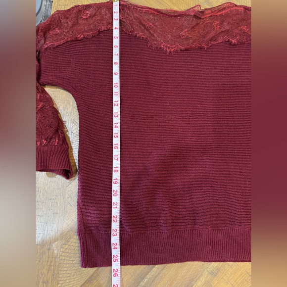 SHEIN Burgundy Knit Sweater With Lace Detail - Picture 11 of 11